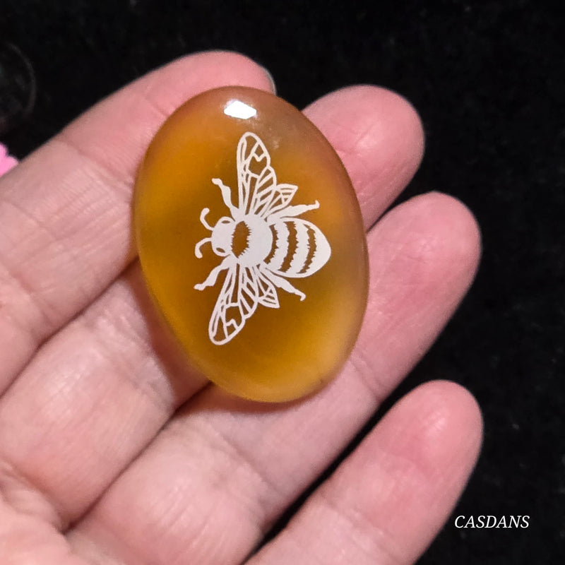 Engraved Onyx Cabochon