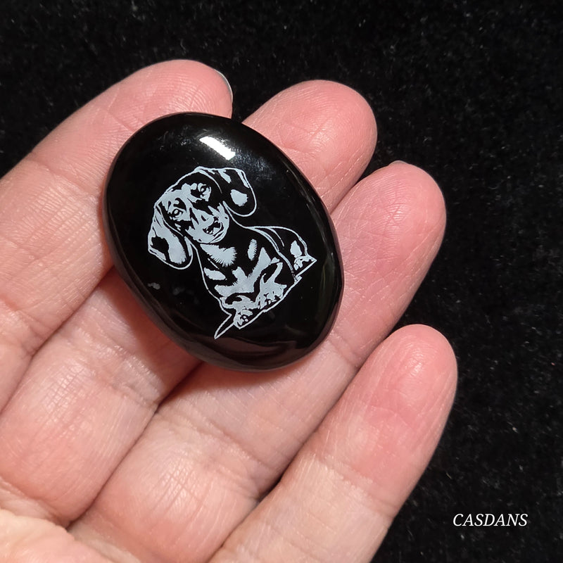 Engraved Onyx Cabochon
