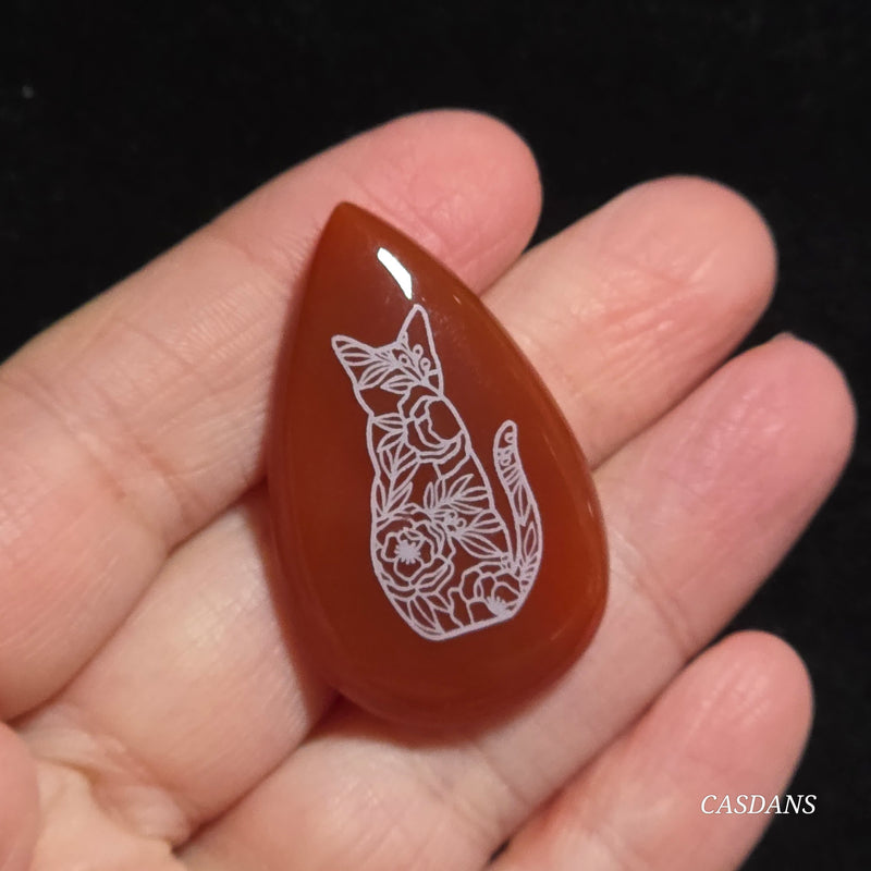 Engraved Onyx Cabochon