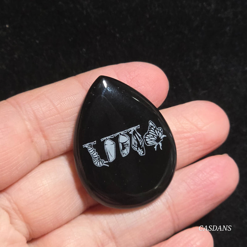 Engraved Onyx Cabochon