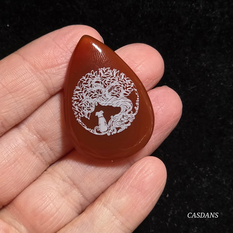 Engraved Onyx Cabochon