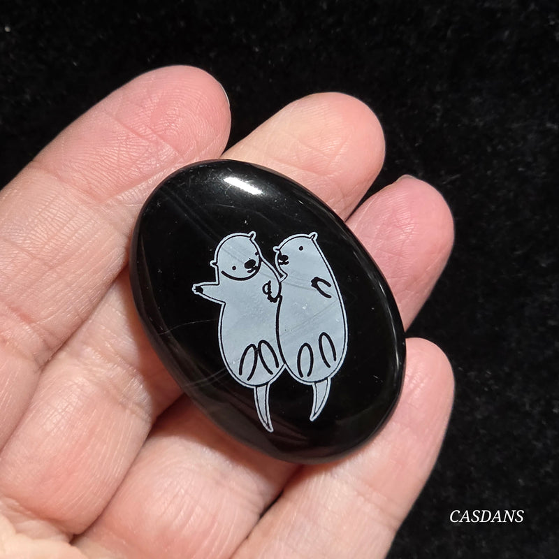 Engraved Onyx Cabochon