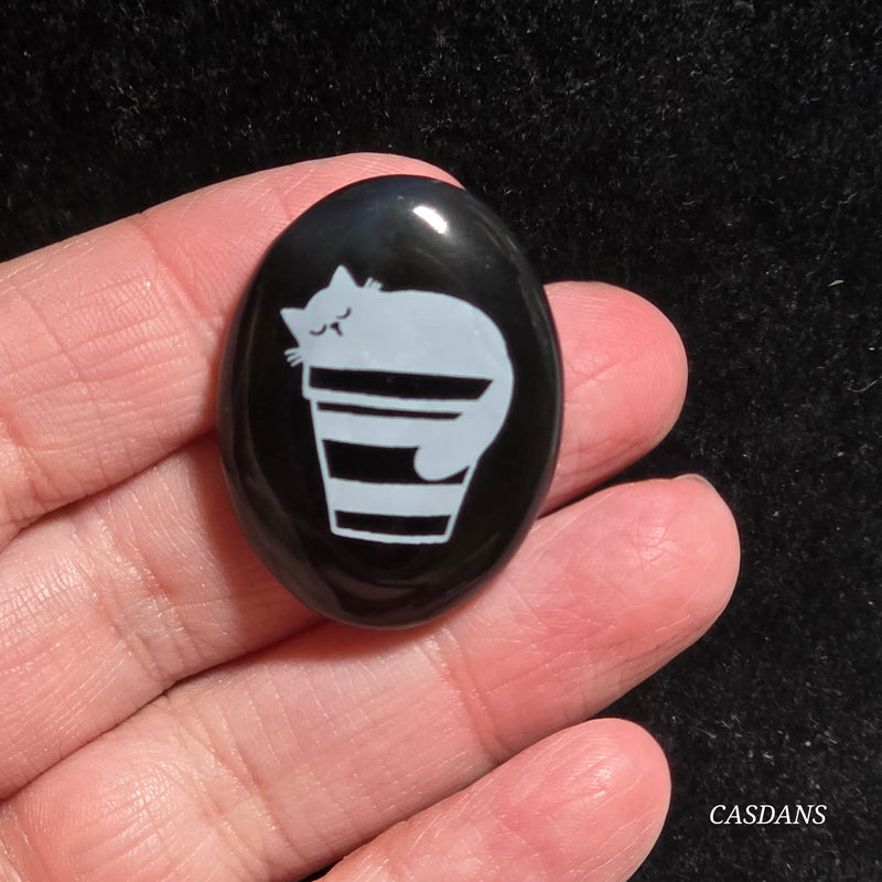 Engraved Onyx Cabochon