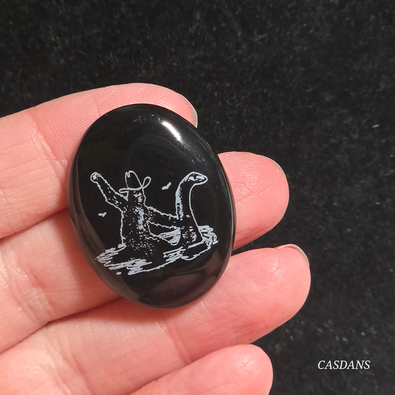 Engraved Onyx Cabochon