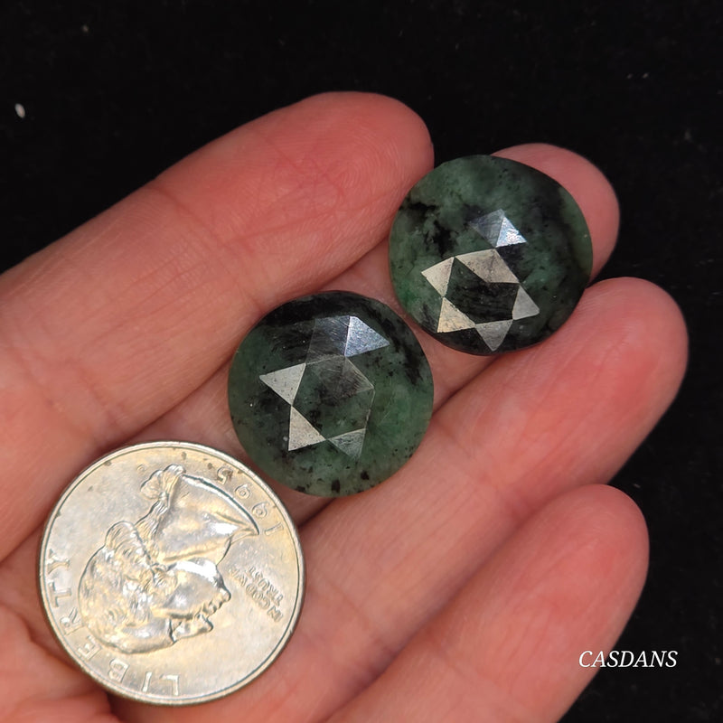 Rosecut Emerald Cabochon Pair