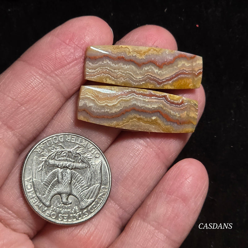 Lace Agate Cabochon Pair