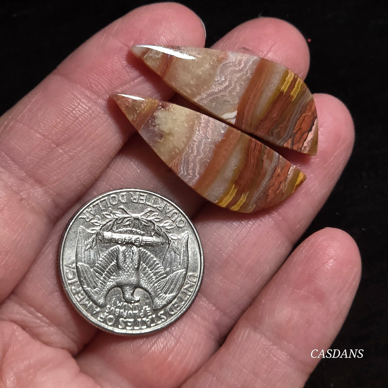 Lace Agate Cabochon Pair