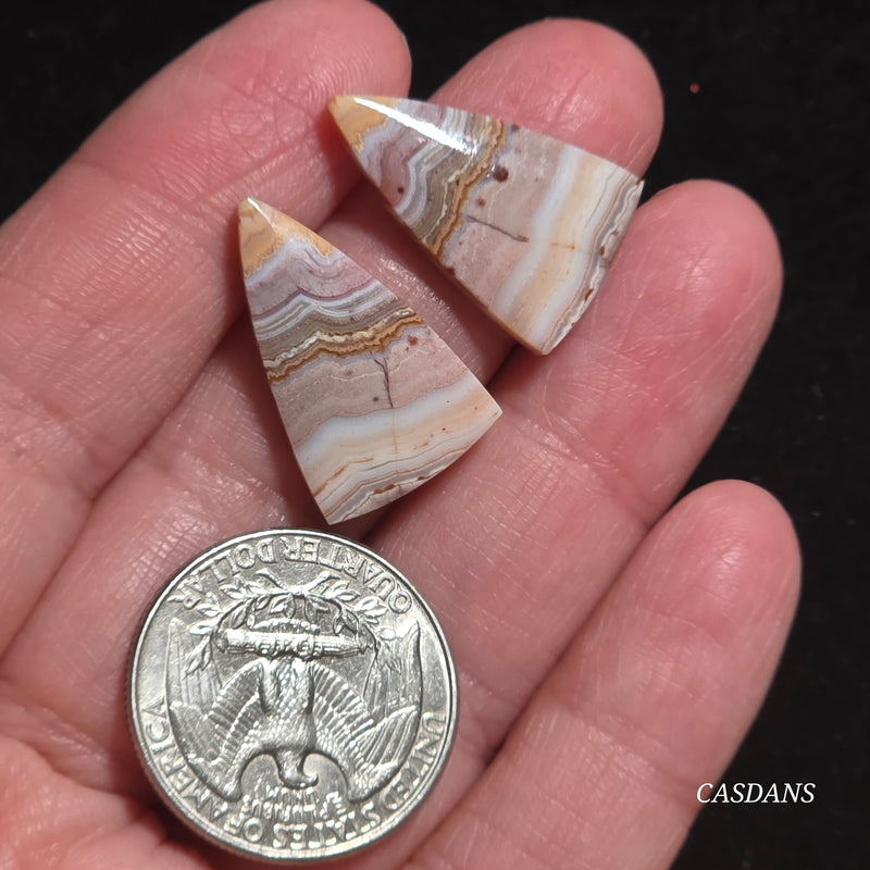 Lace Agate Cabochon Pair