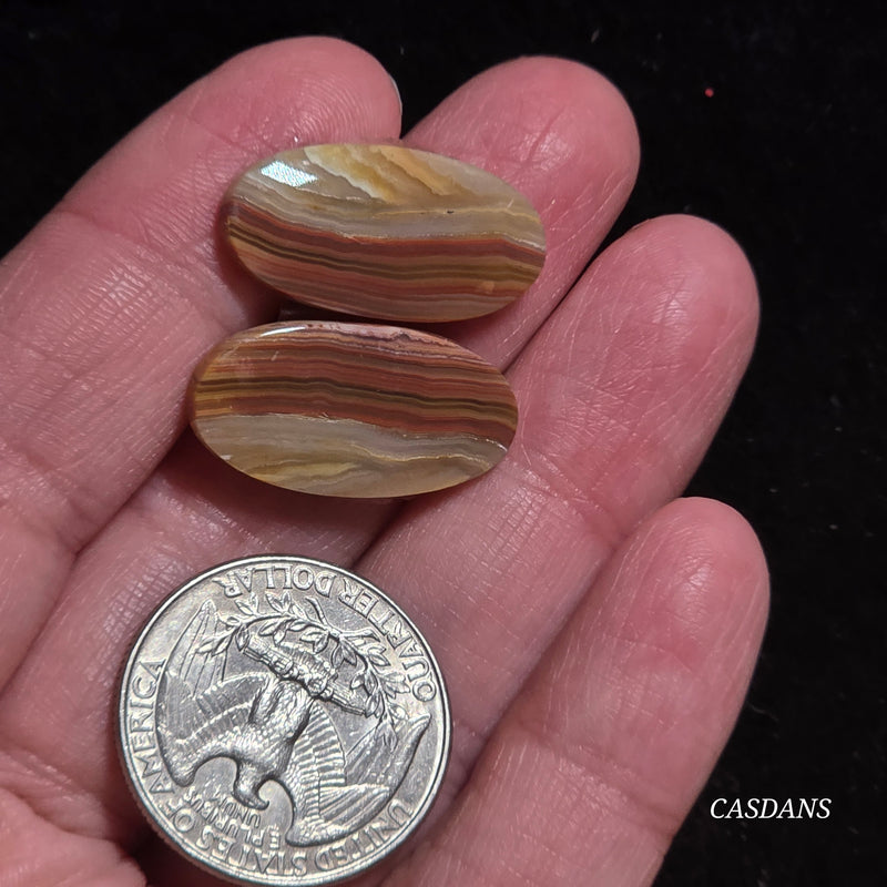 Lace Agate Cabochon Pair