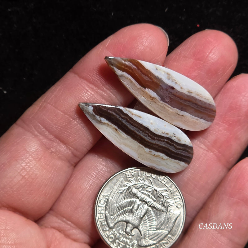 Lace Agate Cabochon Pair