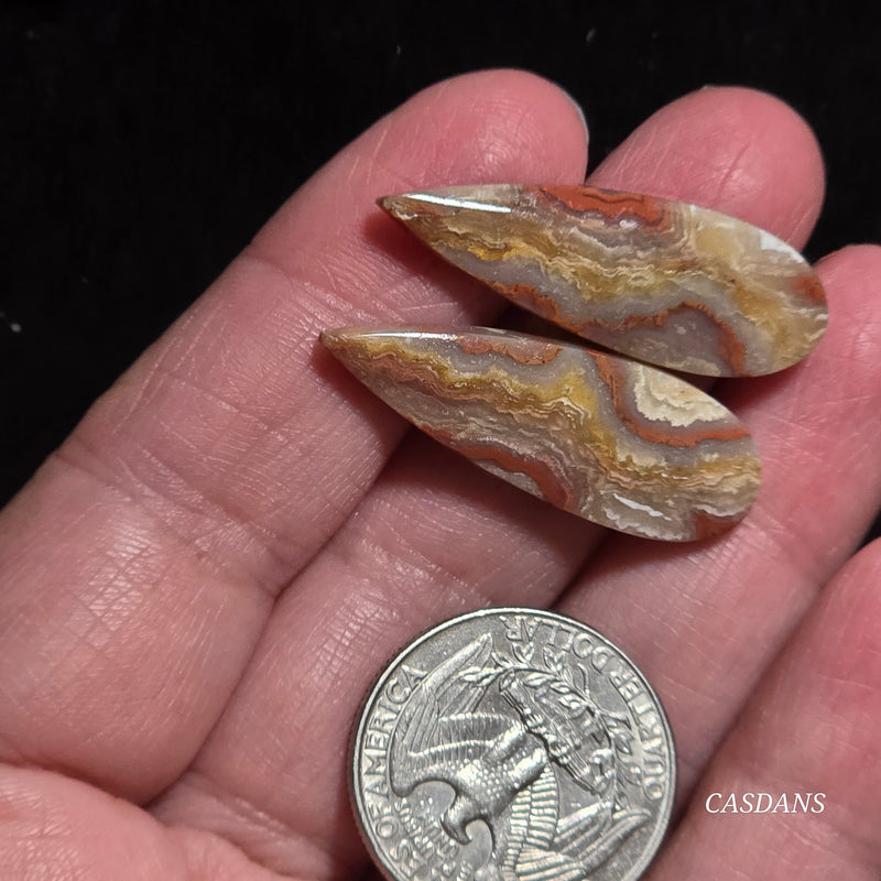 Lace Agate Cabochon Pair