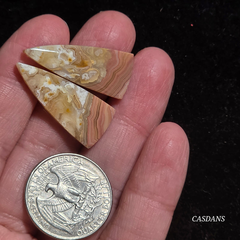 Lace Agate Cabochon Pair