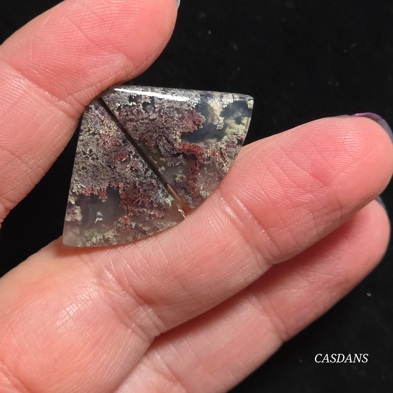 Scenic Moss Agate Cabochon Pair
