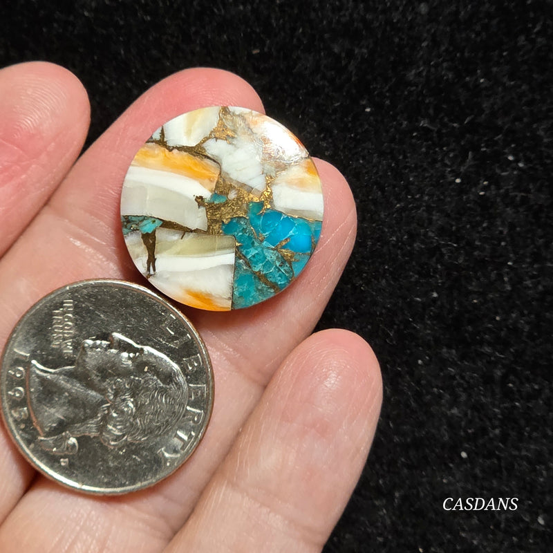 Spiny Oyster and Kingman Turquoise Composite Cabochon