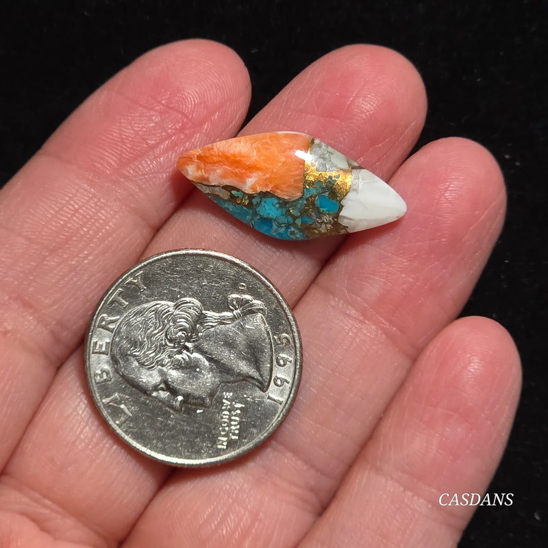 Spiny Oyster and Kingman Turquoise Composite Cabochon