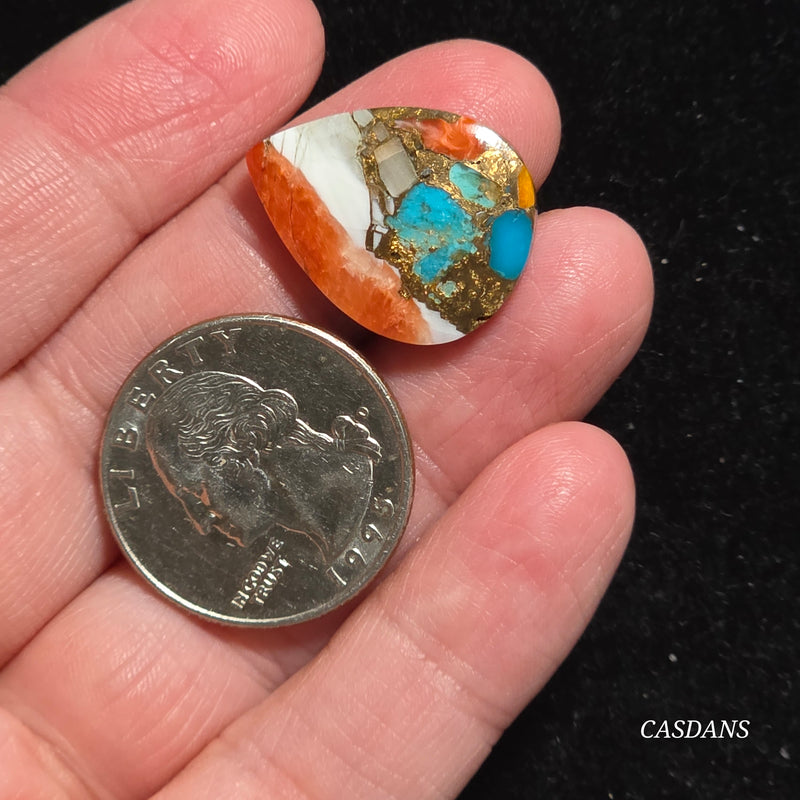 Spiny Oyster and Kingman Turquoise Composite Cabochon