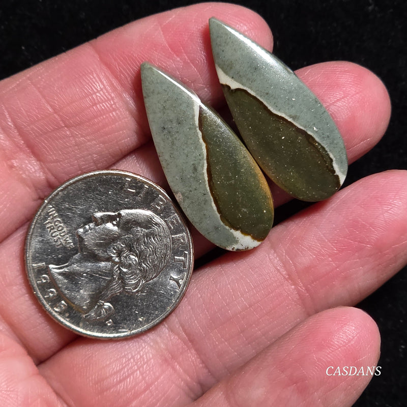 Polychrome Jasper Cabochon Pair