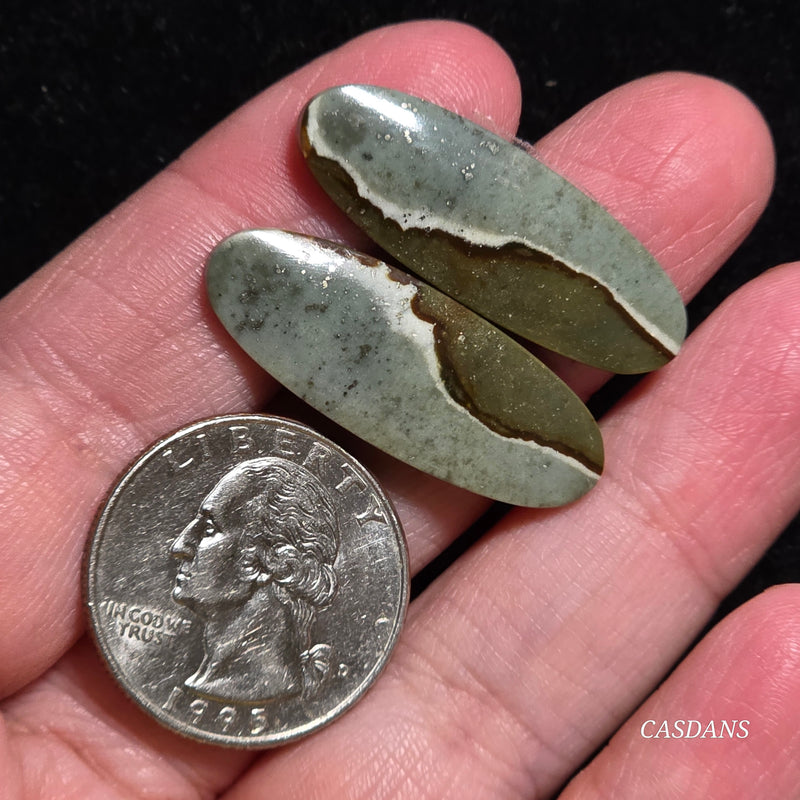Polychrome Jasper Cabochon Pair