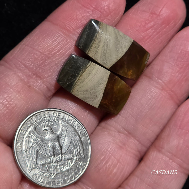 Polychrome Jasper Cabochon Pair