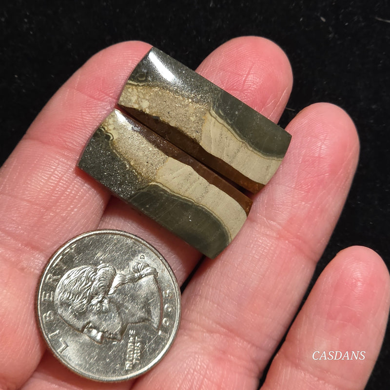 Polychrome Jasper Cabochon Pair