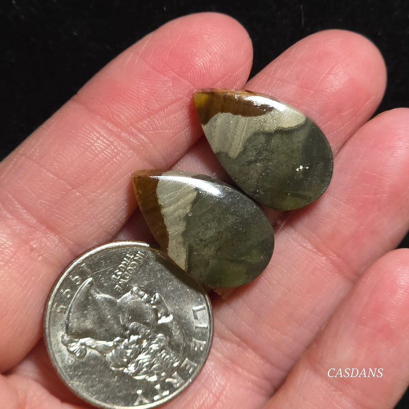 Polychrome Jasper Cabochon Pair