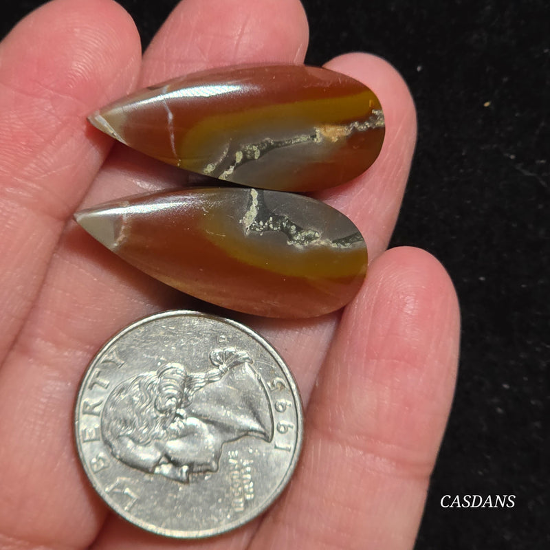 Picasso Jasper Cabochon Pair