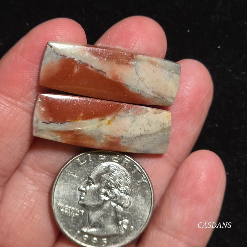 Picasso Jasper Cabochon Pair
