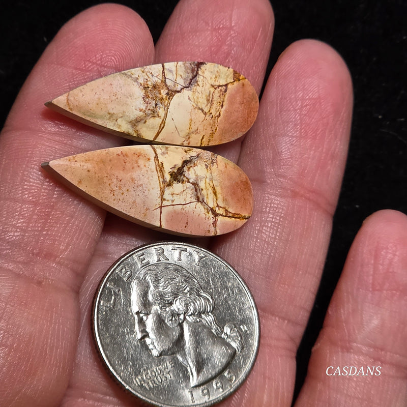 Picasso Jasper Cabochon Pair