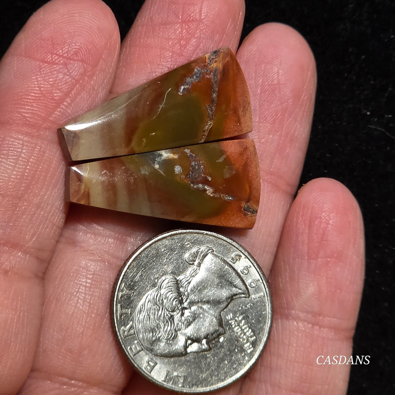 Picasso Jasper Cabochon Pair