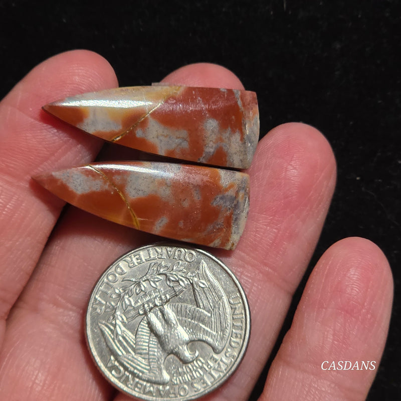 Picasso Jasper Cabochon Pair