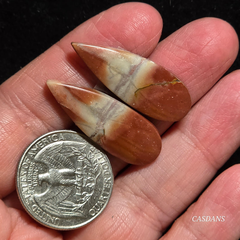 Picasso Jasper Cabochon Pair