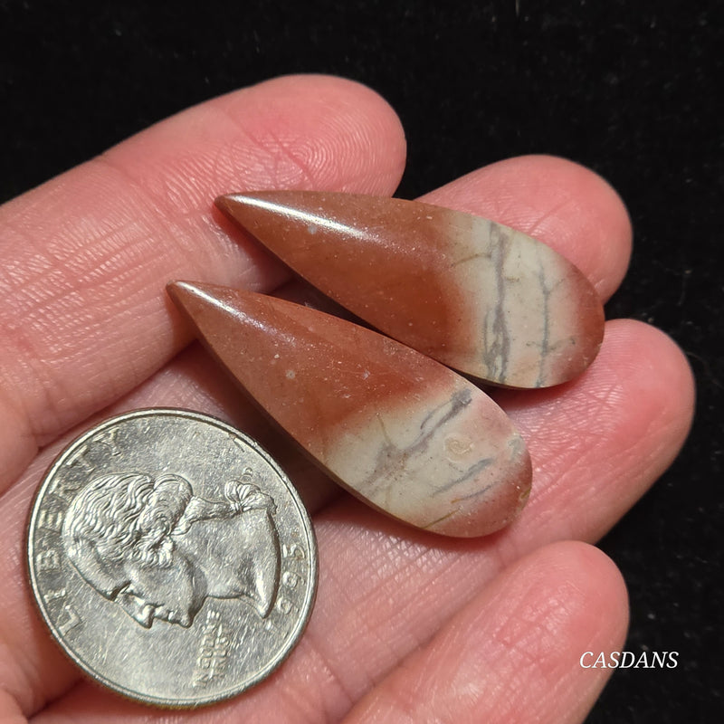 Picasso Jasper Cabochon Pair