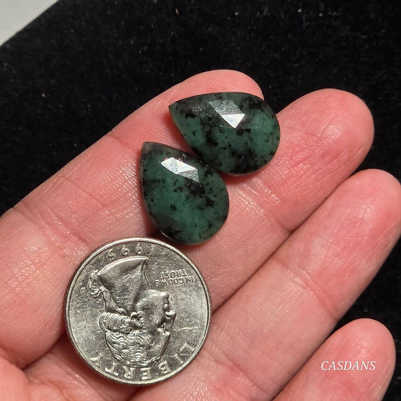 Rosecut Emerald Cabochon Pair