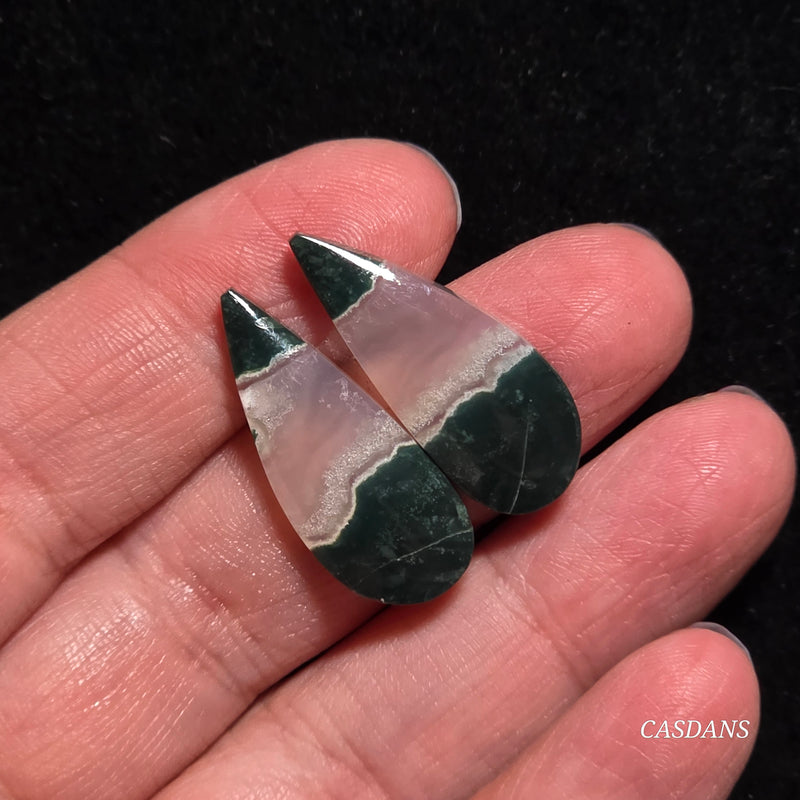 Indonesian Jasp Agate Cabochon Pair