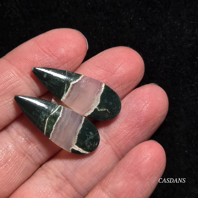 Indonesian Jasp Agate Cabochon Pair