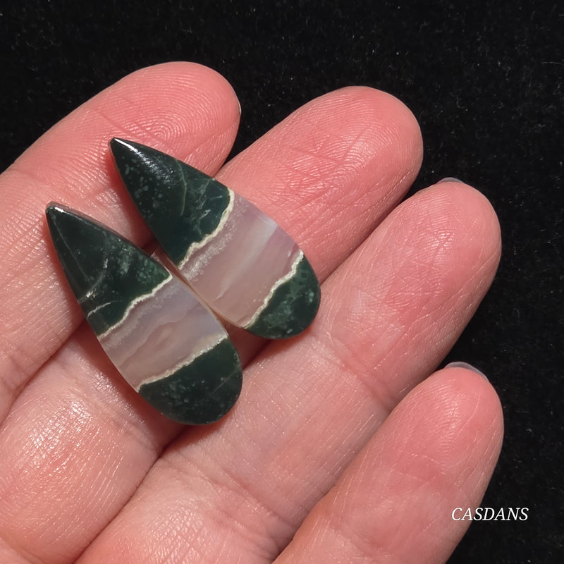 Indonesian Jasp Agate Cabochon Pair
