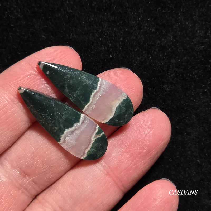 Indonesian Jasp Agate Cabochon Pair