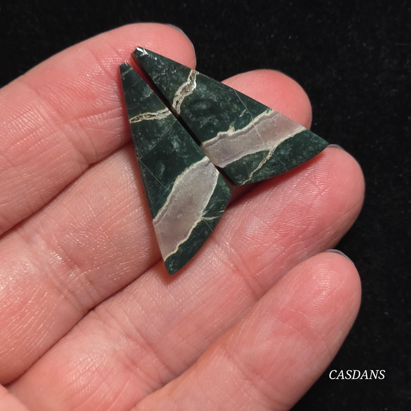 Indonesian Jasp Agate Cabochon Pair