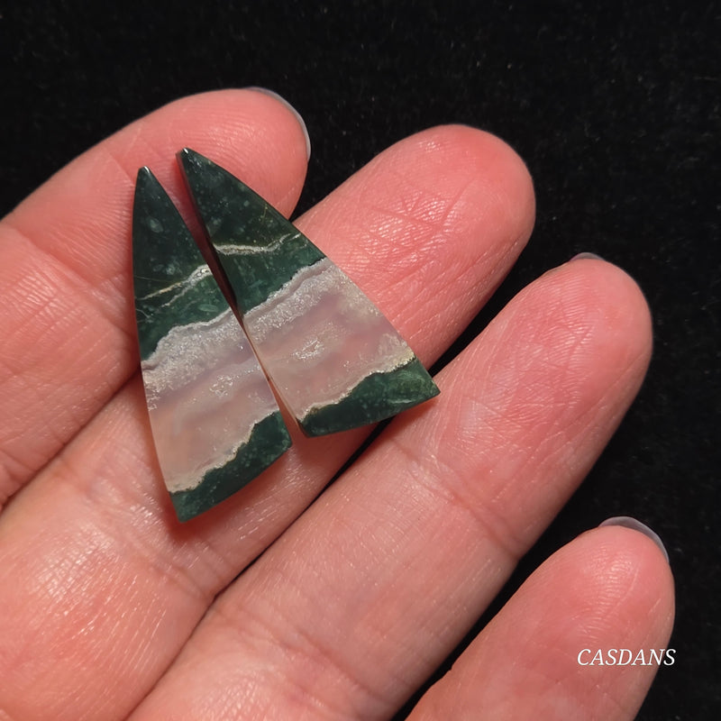 Indonesian Jasp Agate Cabochon Pair