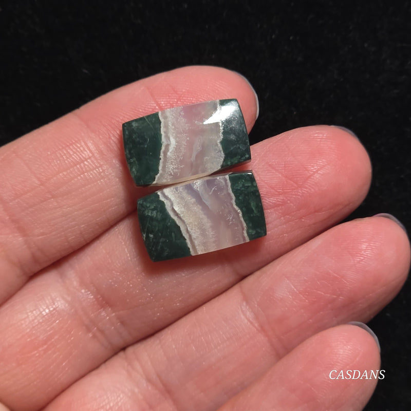 Indonesian Jasp Agate Cabochon Pair