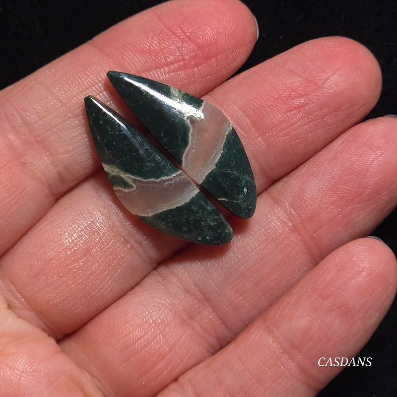 Indonesian Jasp Agate Cabochon Pair