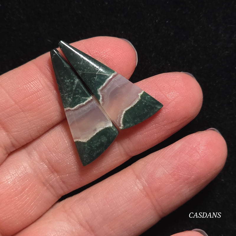 Indonesian Jasp Agate Cabochon Pair
