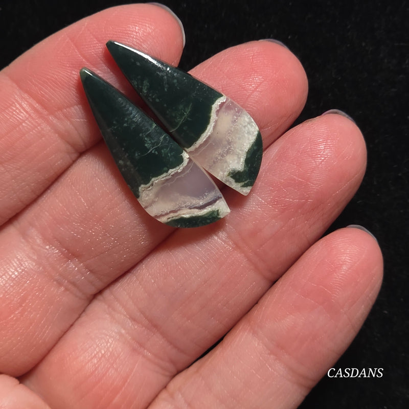 Indonesian Jasp Agate Cabochon Pair