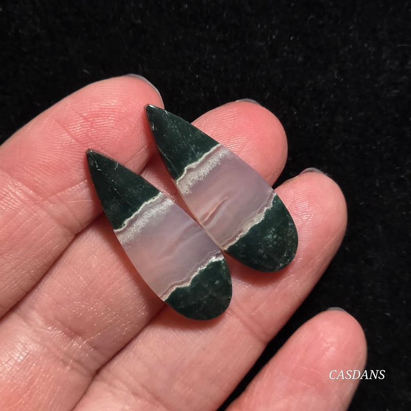 Indonesian Jasp Agate Cabochon Pair