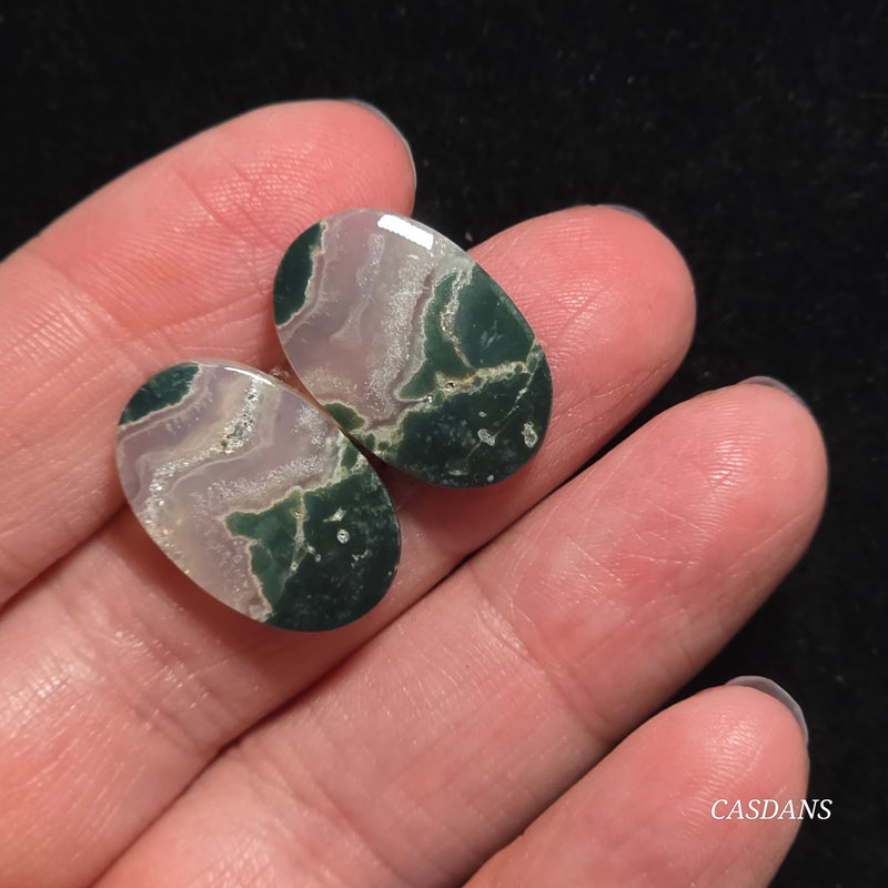 Indonesian Jasp Agate Cabochon Pair