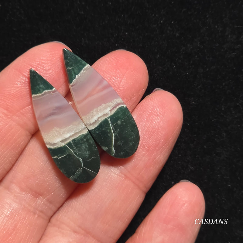 Indonesian Jasp Agate Cabochon Pair