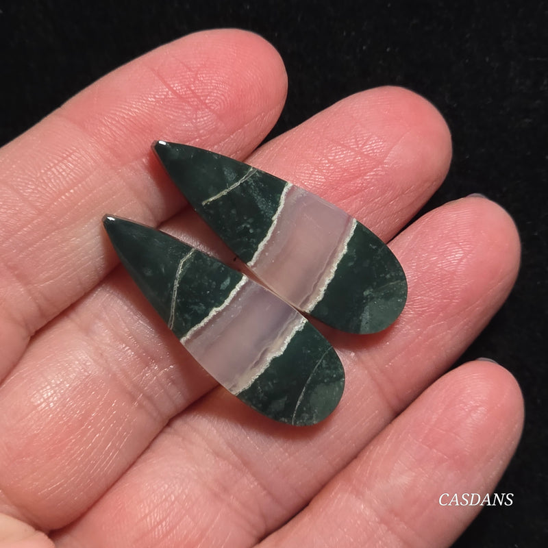 Indonesian Jasp Agate Cabochon Pair