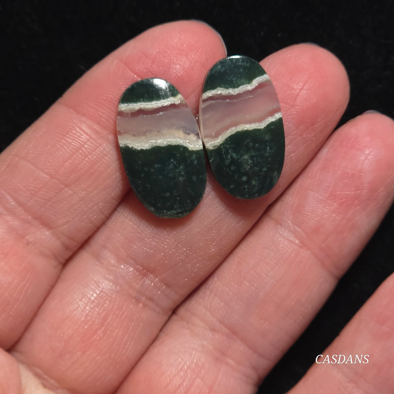 Indonesian Jasp Agate Cabochon Pair