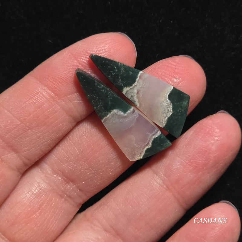 Indonesian Jasp Agate Cabochon Pair