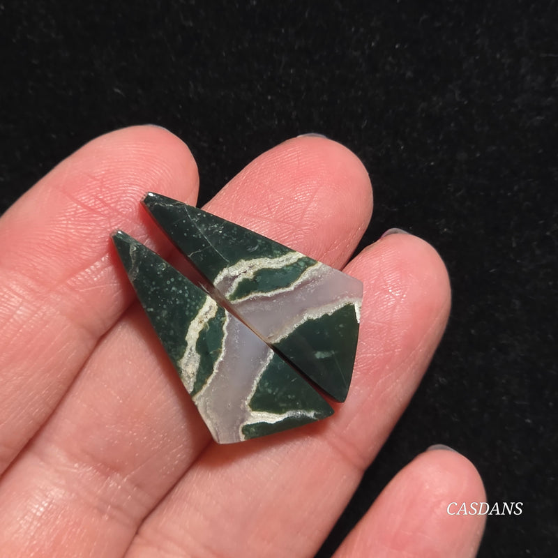 Indonesian Jasp Agate Cabochon Pair